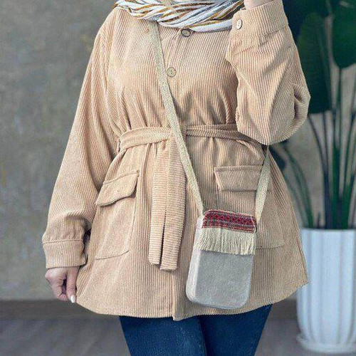 مانتو زنانه اسپرت مخمل کبریتی
