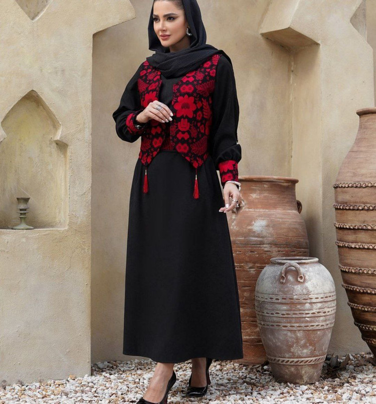 ست پیراهن و جلیقه زنانه یلدایی مازراتی