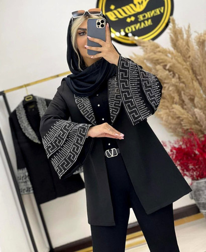 کت زنانه نگینی آستین کلوش مجلسی مازراتی
