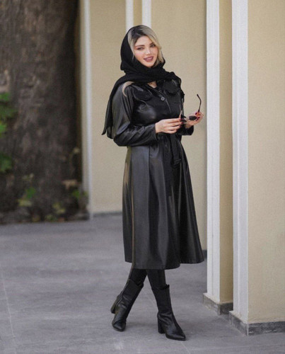 مانتو زنانه مجلسی چرم