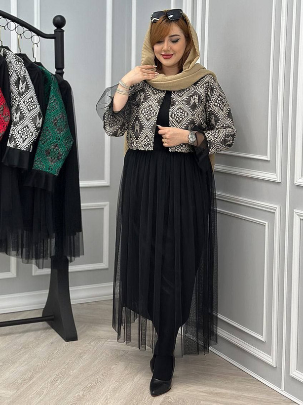 کت و دامن زنانه مجلسی تافته و تور