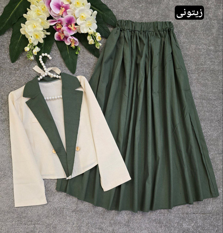 کت دامن زنانه عیدانه لینن نچرال