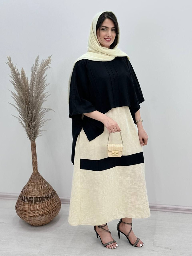 سارافون و شنل زنانه مجلسی لینن و کراش