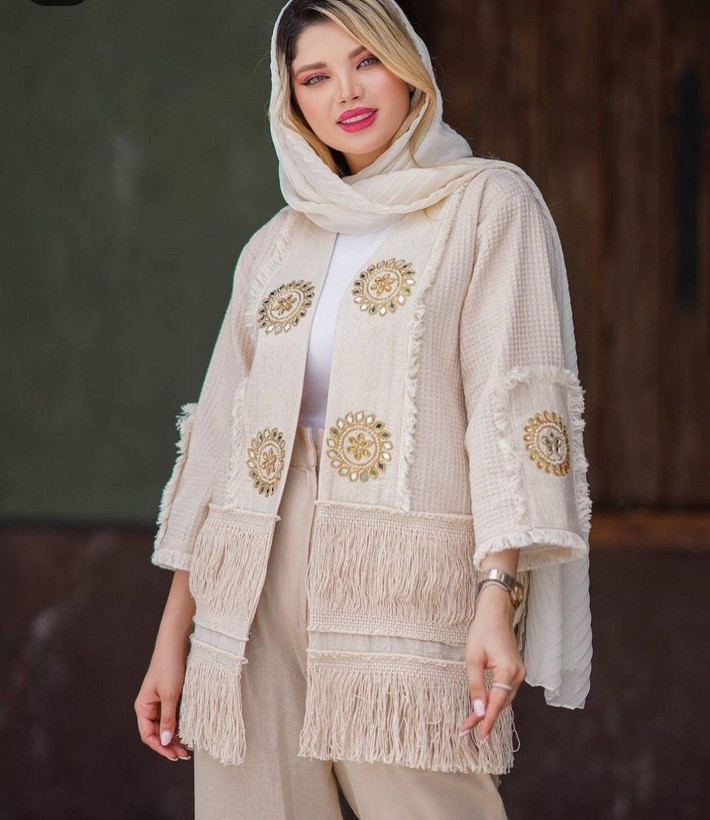 مانتو شلوار زنانه مجلسی لینن نچرال
