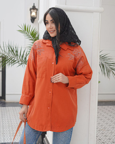 مانتو مروارید دوزی زنانه اسپرت کتان زارا
