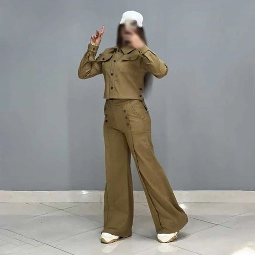 ست کت شلوار زنانه اسپرت کتان کش