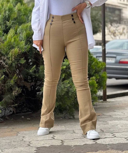 شلوار شش دکمه زنانه اسپرت کتان کش