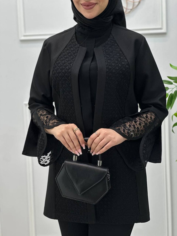 مانتو زنانه مزونی مازراتی کجراه با خرجکار دانتل