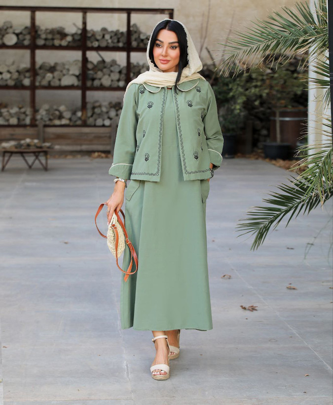 کت سارافون زنانه مجلسی لینن هندی