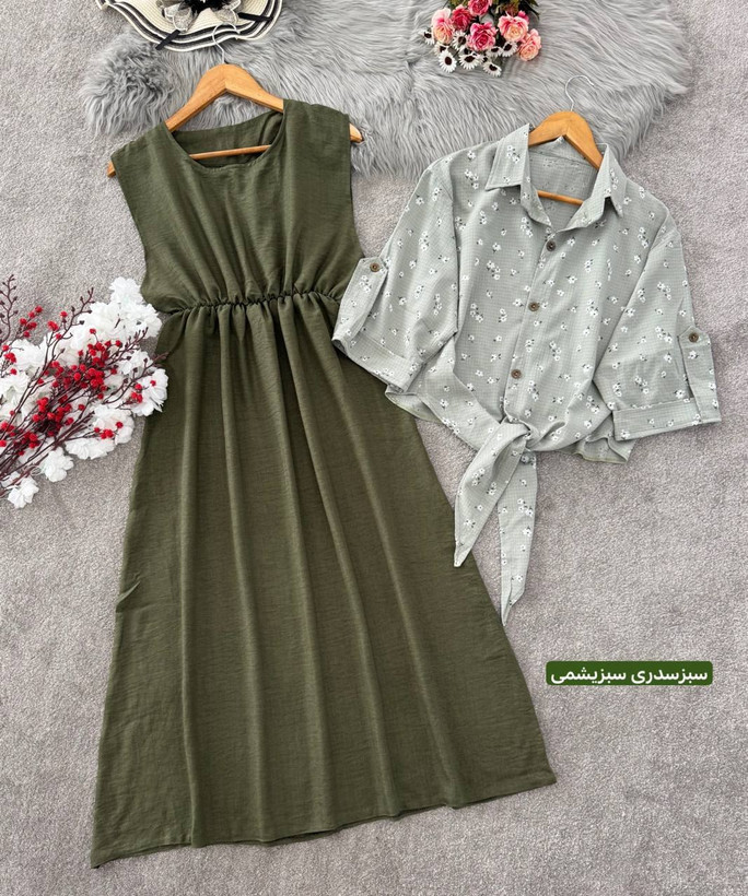ست شومیز گره ای و سارافون زنانه مجلسی شانتون