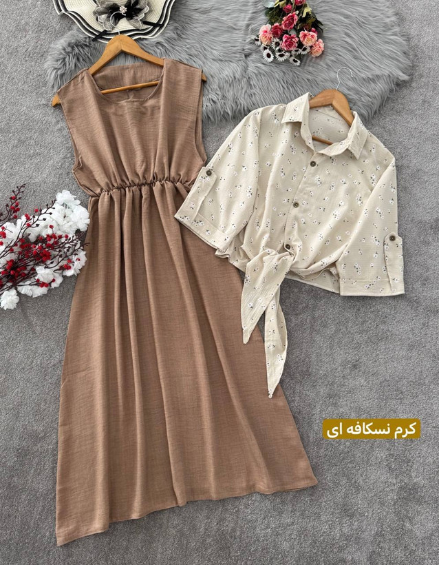 ست شومیز گره ای و سارافون زنانه مجلسی شانتون
