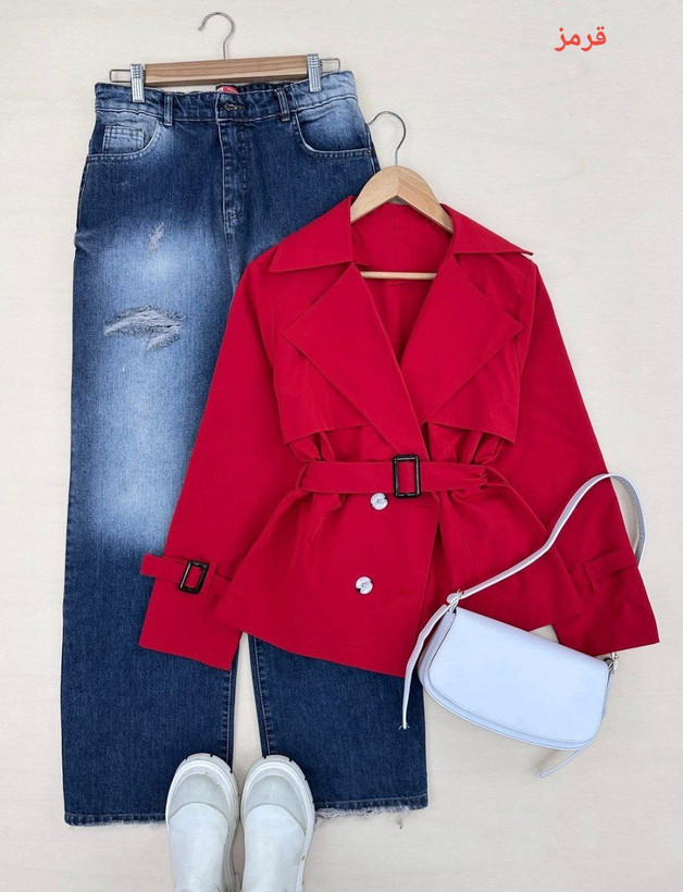 بارونی چهار دکمه زنانه اسپرت کتان مموری