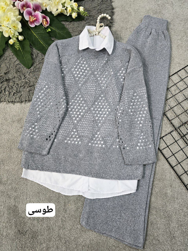ست بلوز و شلوار زنانه اسپرت بافت