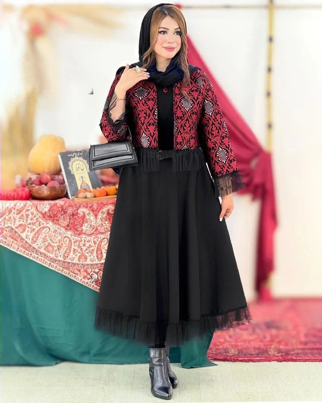 کت و دامن زنانه یلدایی ترکیب تافته و مازراتی