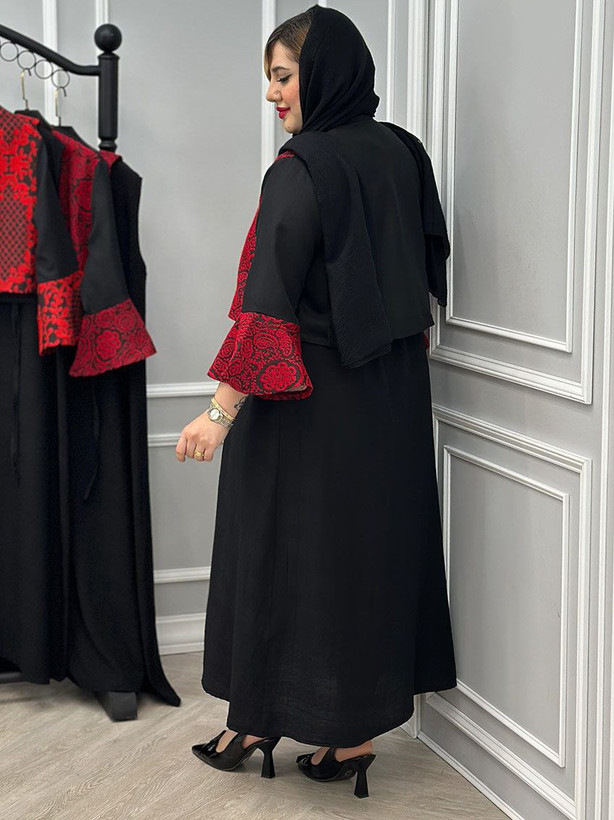 سه تیکه کت و سارافون و کمربند زنانه یلدایی تافته و ژاکارد