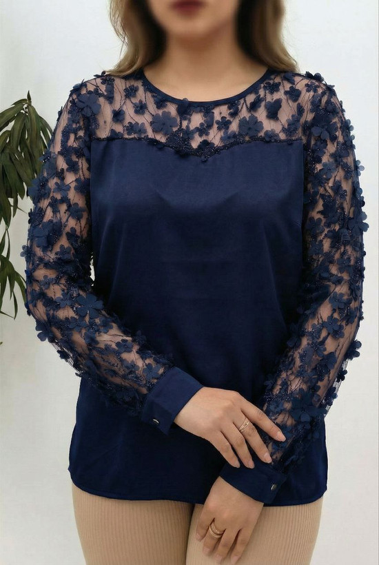 شومیز زنانه مجلسی بوگاتی و تور نرم