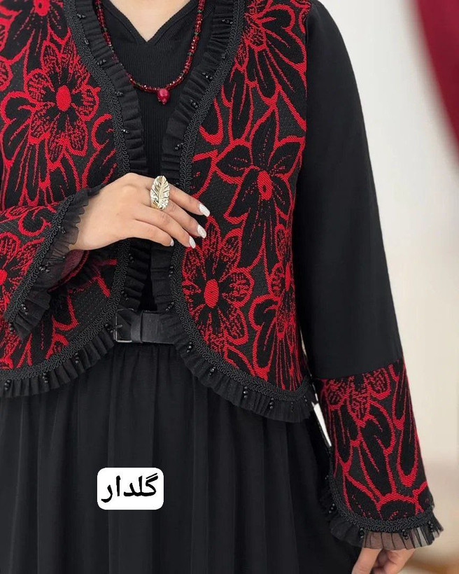 ست کت و دامن زنانه یلدایی سوزن دوزی خرجکار جواهر دوزی و تور