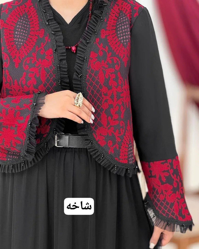 ست کت و دامن زنانه یلدایی سوزن دوزی خرجکار جواهر دوزی و تور