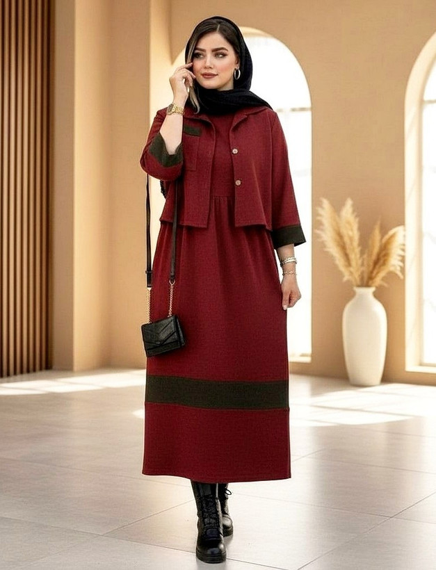 کت و سارافون زنانه یلدایی مخمل کبریتی ریز