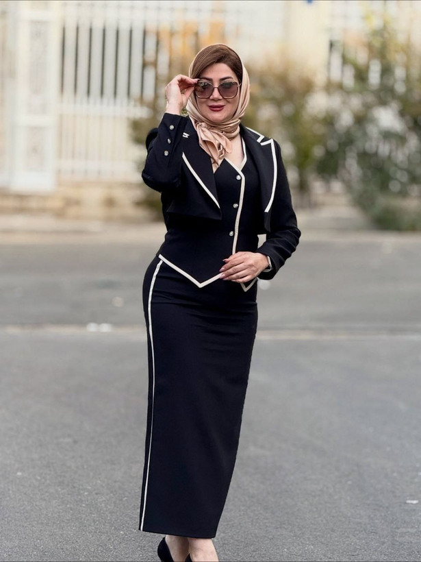 سه تیکه کت و جلیقه و دامن زنانه مجلسی کتان کجرا