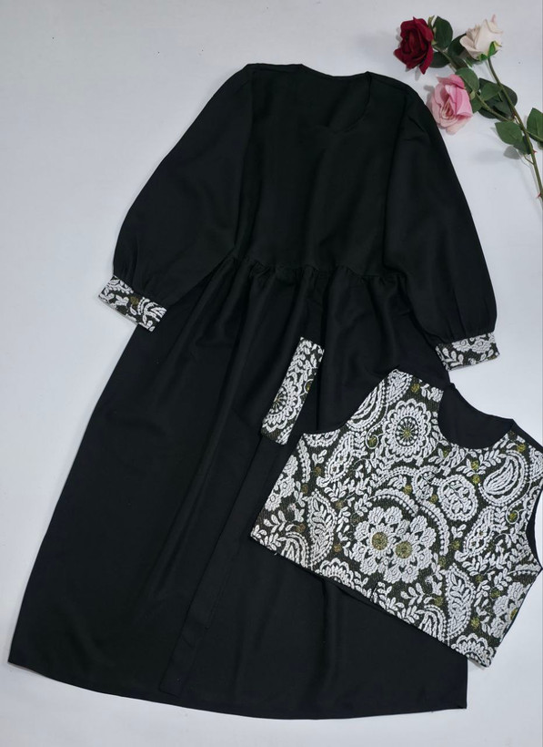 ژیله و سارافون زنانه یلدایی تافته سوزن دوزی و پرشیا
