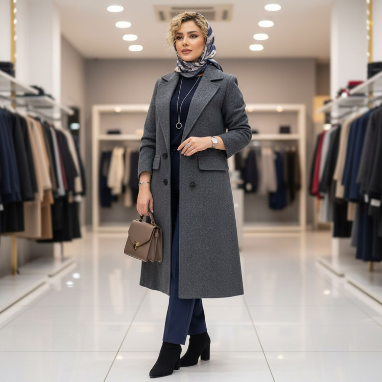 پالتو زنانه مجلسی توییت پشمی