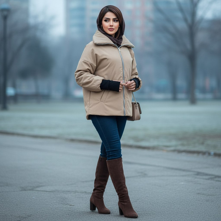 کاپشن فینگردار زنانه اسپرت تی سی و پشم شیشه