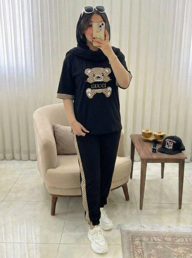 ست تیشرت و شلوار زنانه اسپرت پنبه گلکسی
