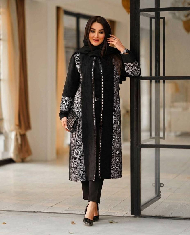 مانتو زنانه عیدانه بنگال نخ خرجکار تافته