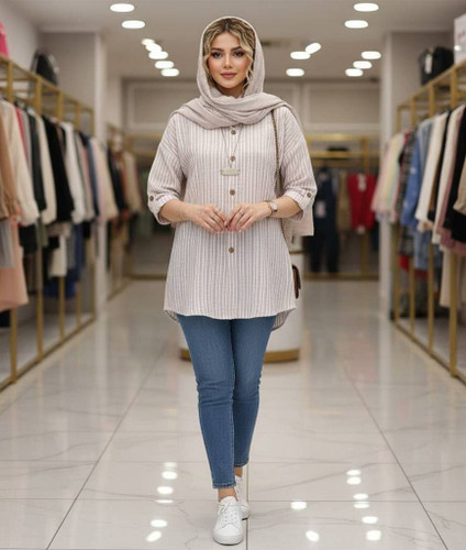شومیز مانتویی زنانه اسپرت نخ پنبه