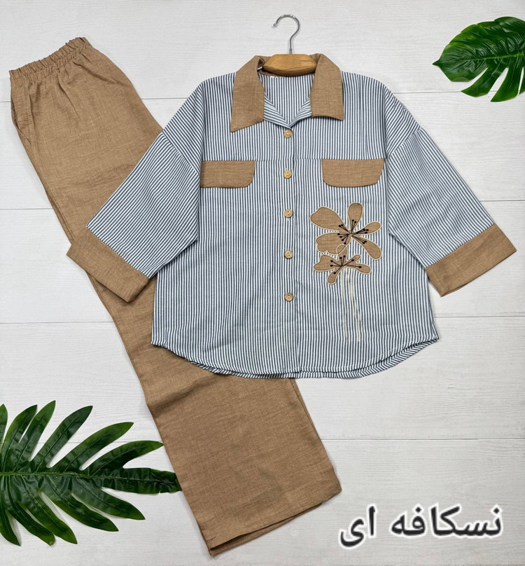ست شومیز و شلوار زنانه اسپرت لینن و شانتون
