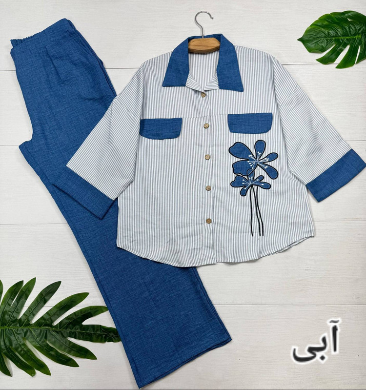 ست شومیز و شلوار زنانه اسپرت لینن و شانتون