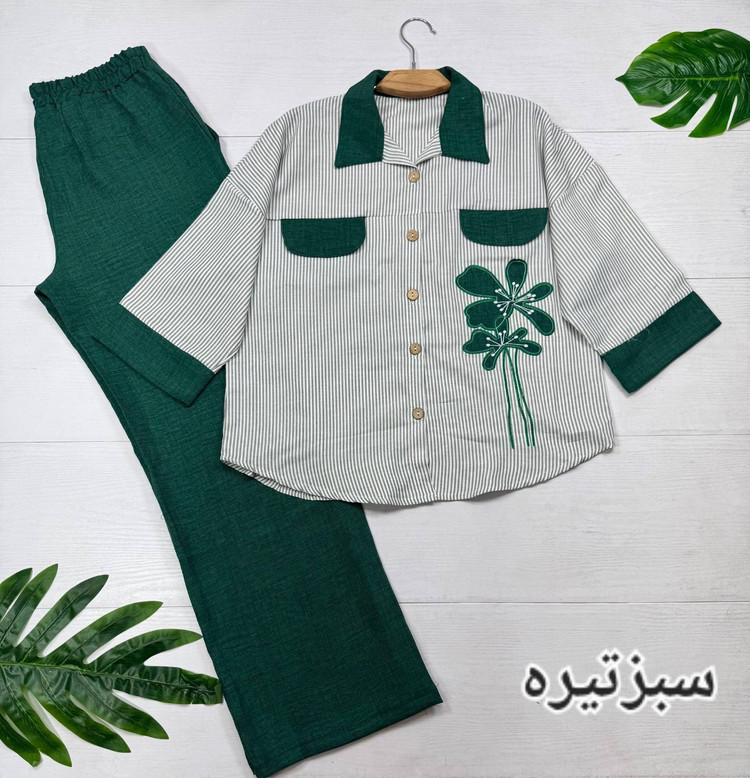 ست شومیز و شلوار زنانه اسپرت لینن و شانتون