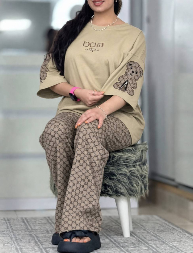 ست تیشرت و شلوار زنانه اسپرت پنبه گلکسی